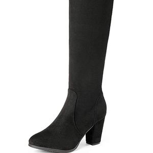 DREAM PAIRS Women's Thigh High Over The Knee Fashion Boots Block Mid Heel Long
